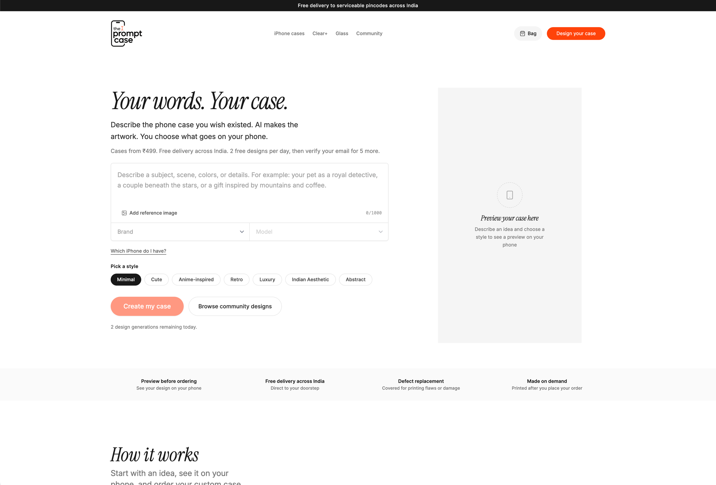 AI phone case designer on The Prompt Case